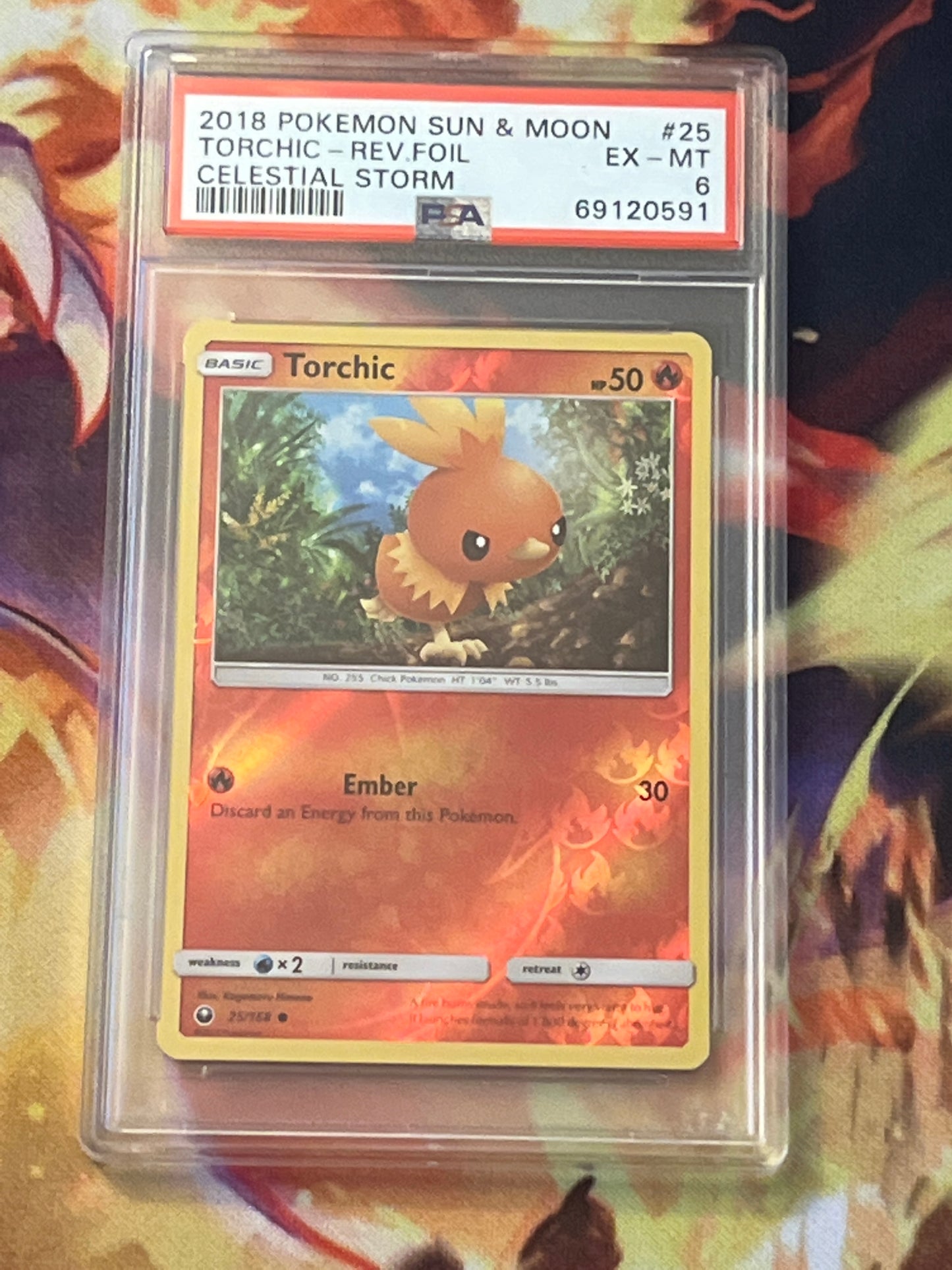 2018 Pokemon Sun & Moon Torchic Reverse Foil - Celestial Storm - PSA Graded 6 - #25