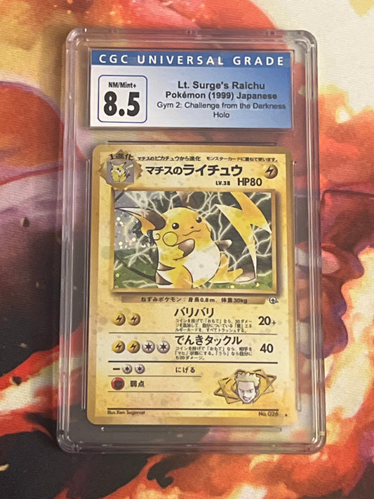 1999 Pokemon Lt. Surge's Raichu - Japanese - Rare - Holo - Graded CGC 8.5 - #26