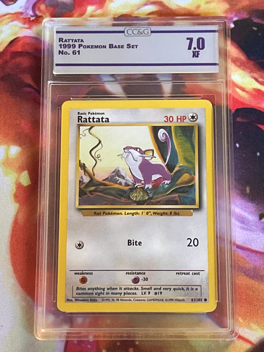 1999 Pokemon Rattata - Non-Holo - Graded CC&G 7.0 - #61