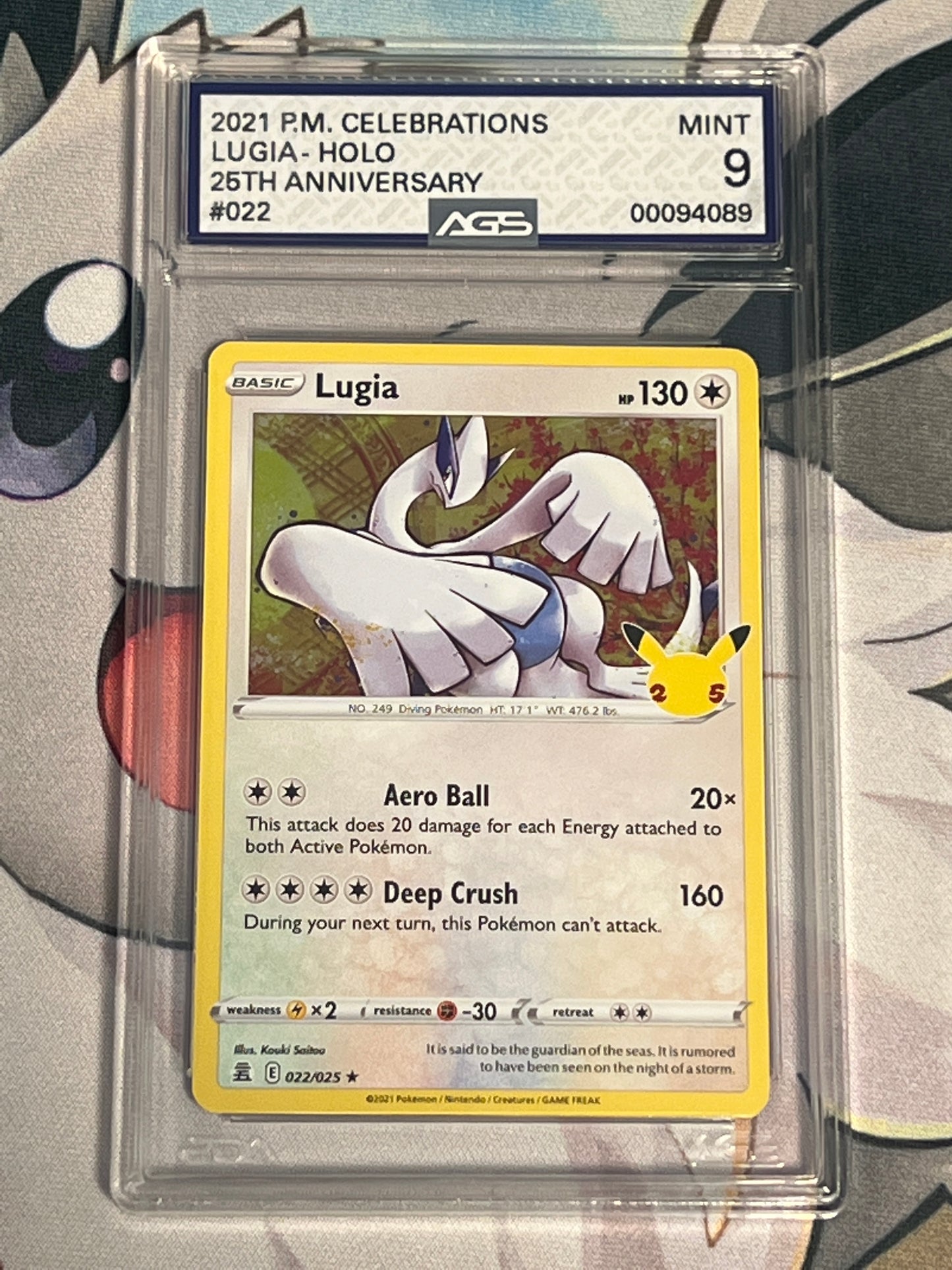 2021 Pokemon Lugia - Holo - Graded AGS 9 - #022