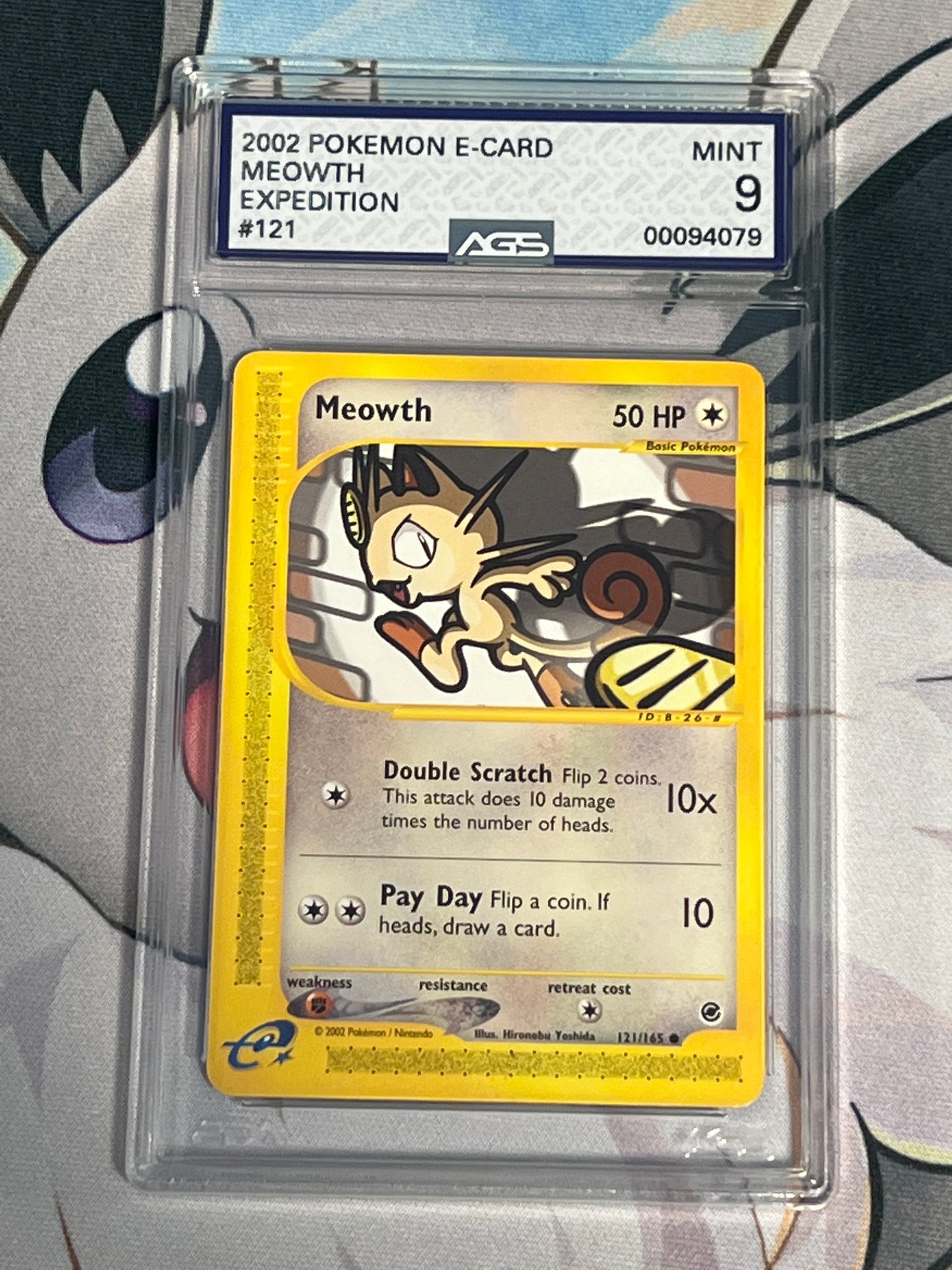 2002 Pokemon Meowth - E-Reader - Graded AGS 9 - #121