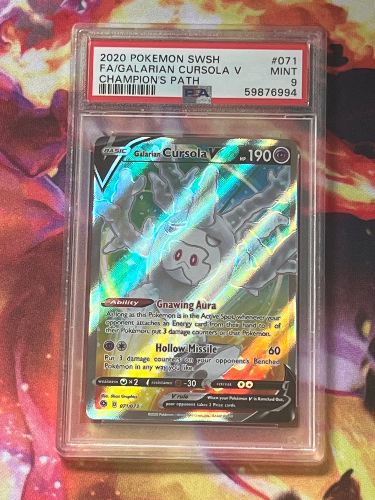 2020 Pokemon Galarian Cursola V - Ultra Rare - Graded PSA 9 - #71