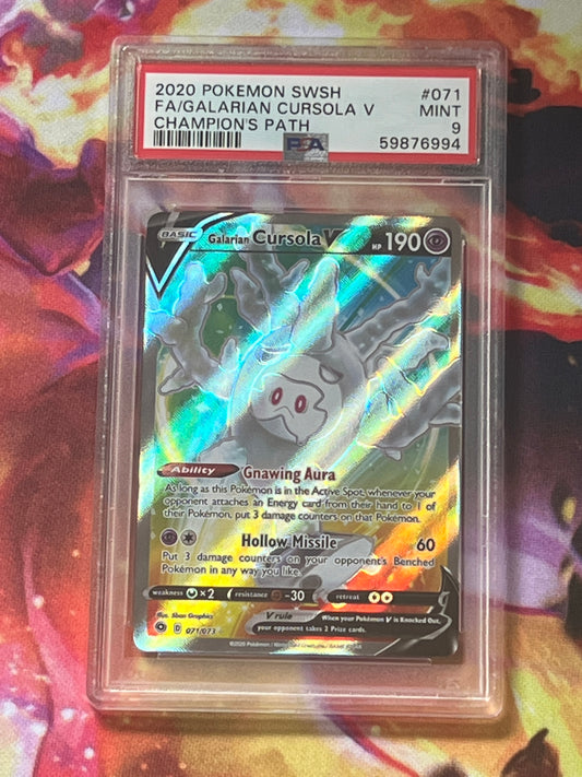 2020 Pokemon Galarian Cursola V - Ultra Rare - Graded PSA 9 - #71