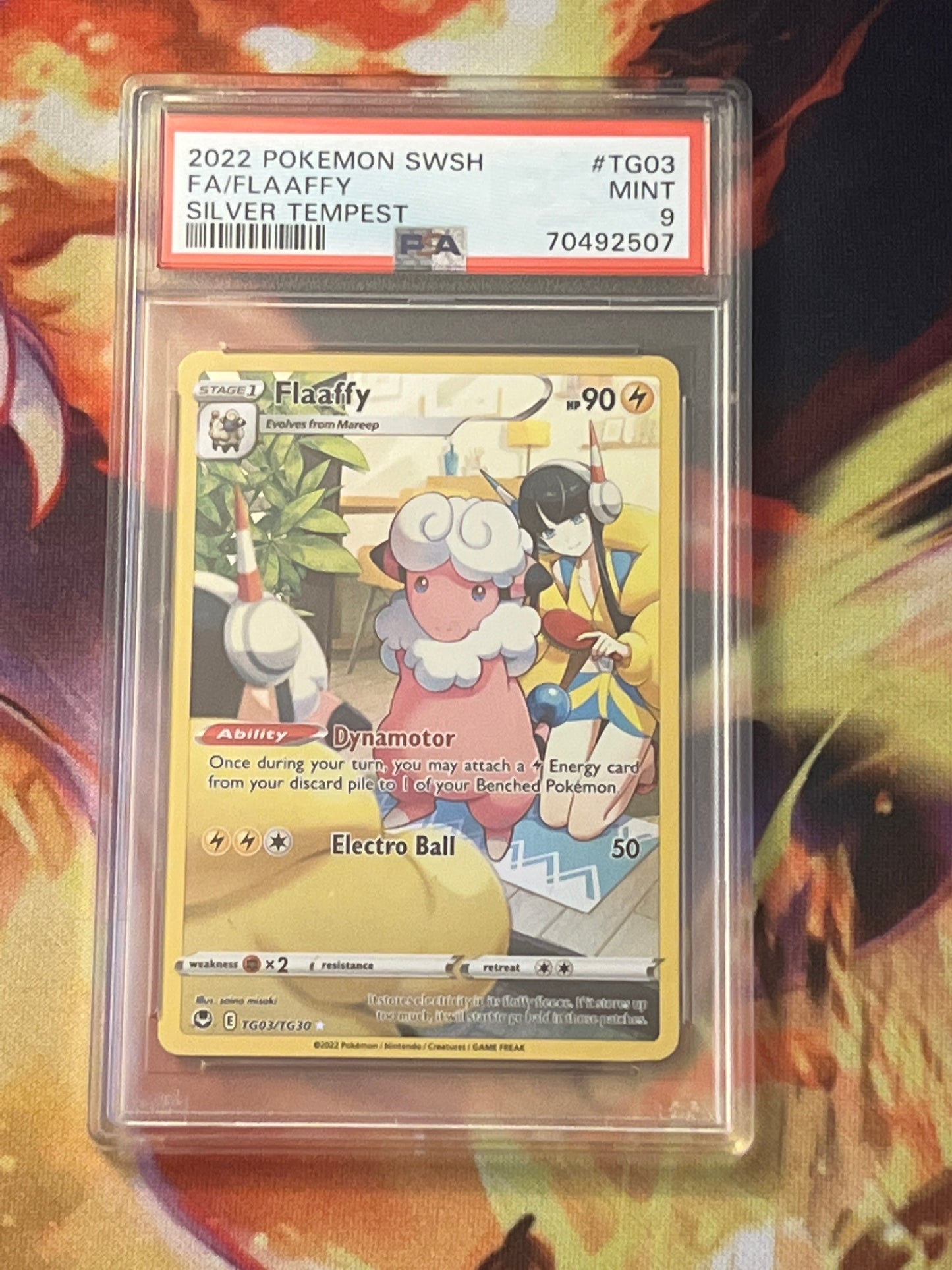 2022 Pokemon Sword & Shield Full Art Flaaffy - Silver Tempest - PSA Graded 9 - #TG03