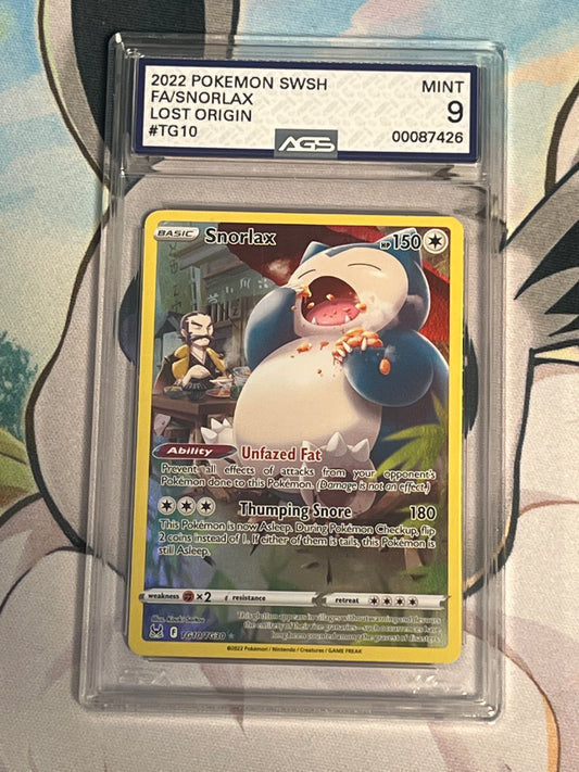 2022 Pokemon Snorlax - Trainer Gallery - Holo - Graded AGS 9 - #TG10