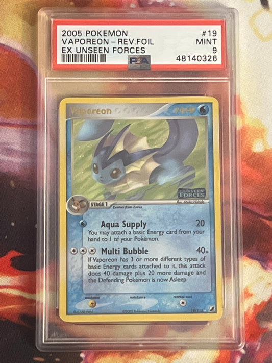 2005 Pokemon - Vaporeon - Reverse Holo - Graded PSA 9 - #19