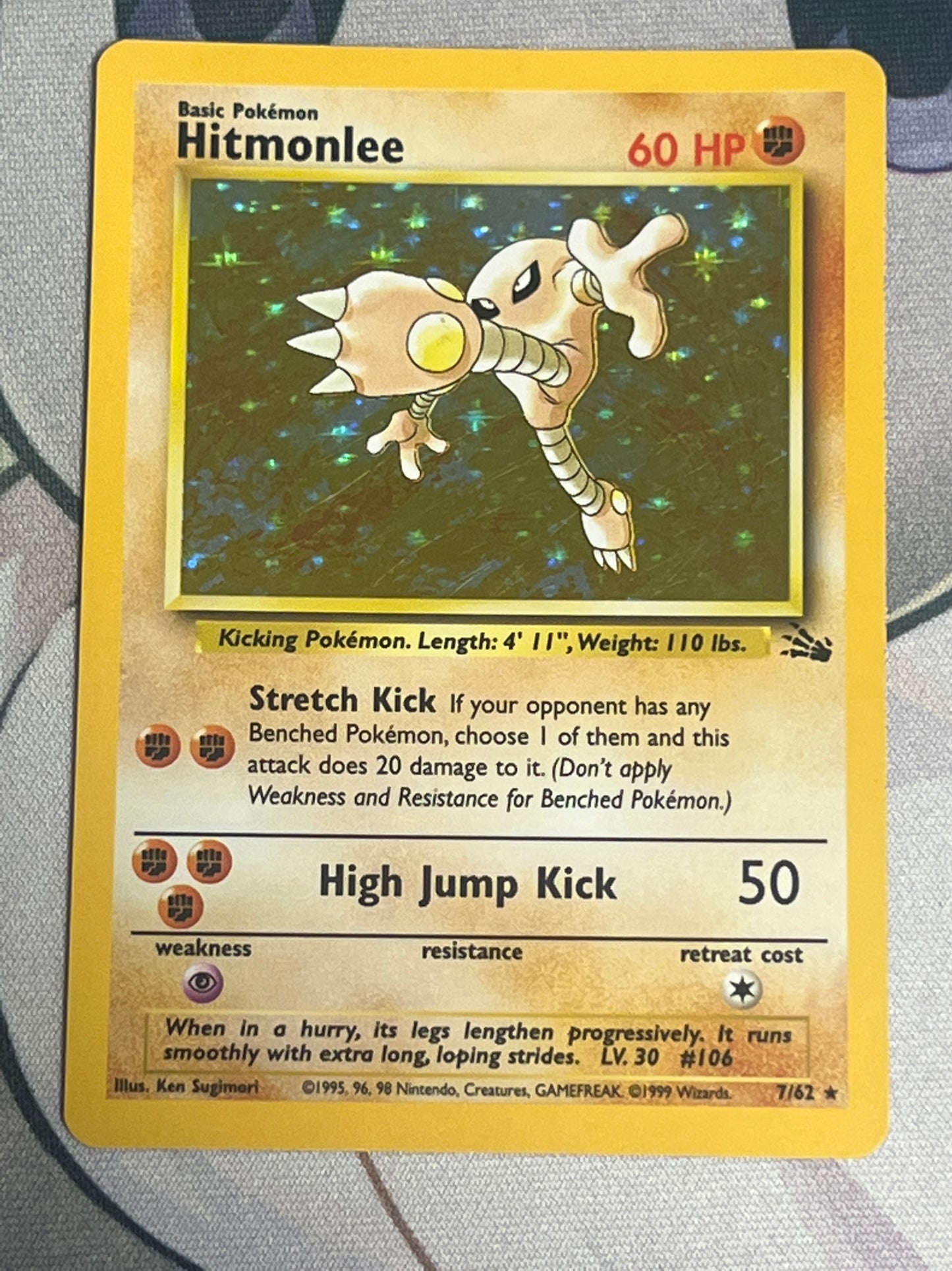 1999 Pokemon Hitmonlee - Fossil - Holo - #7