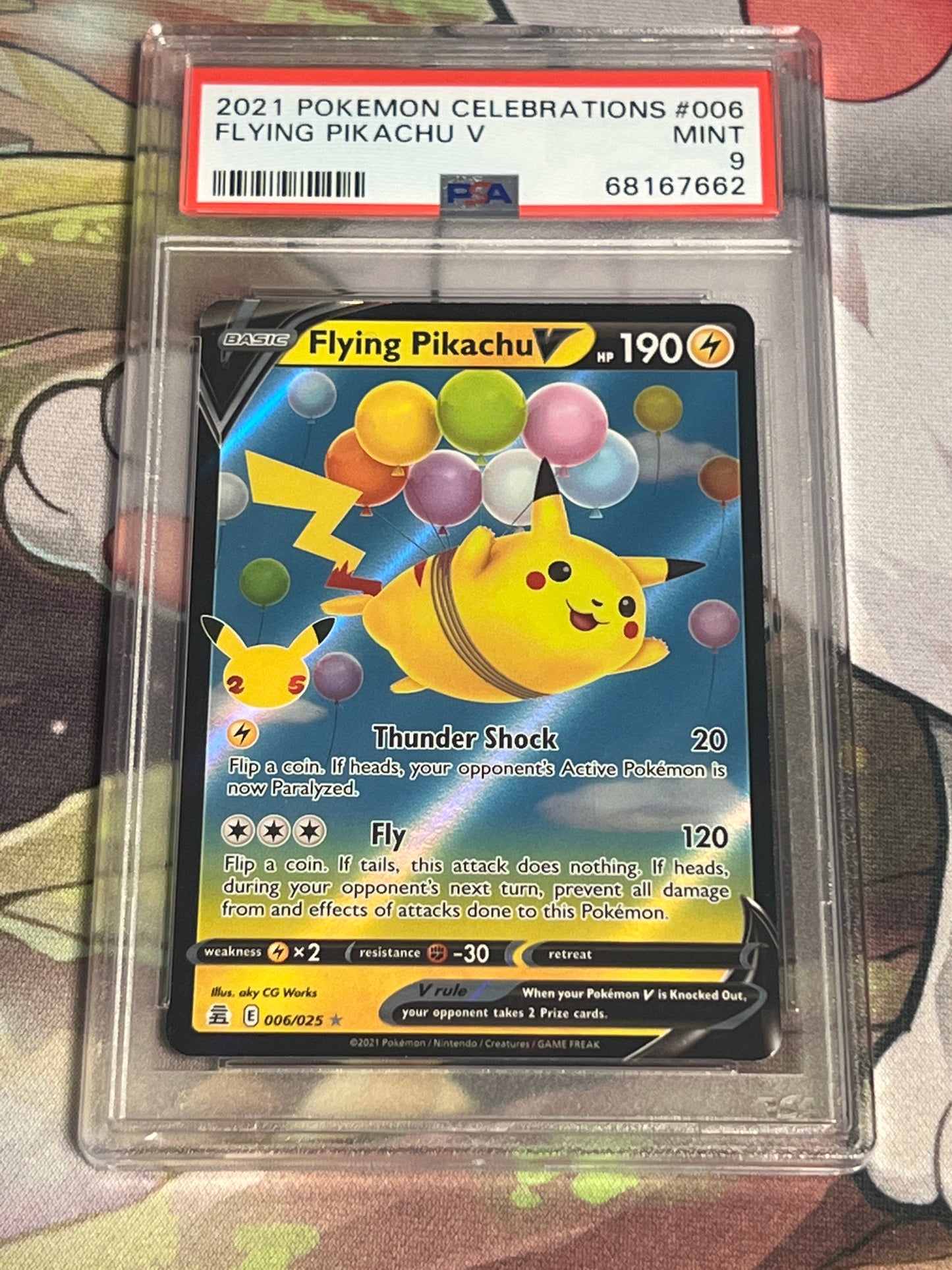 2021 Pokemon Flying Pikachu V - Ultra Rare Holo - Graded PSA 9 - #006