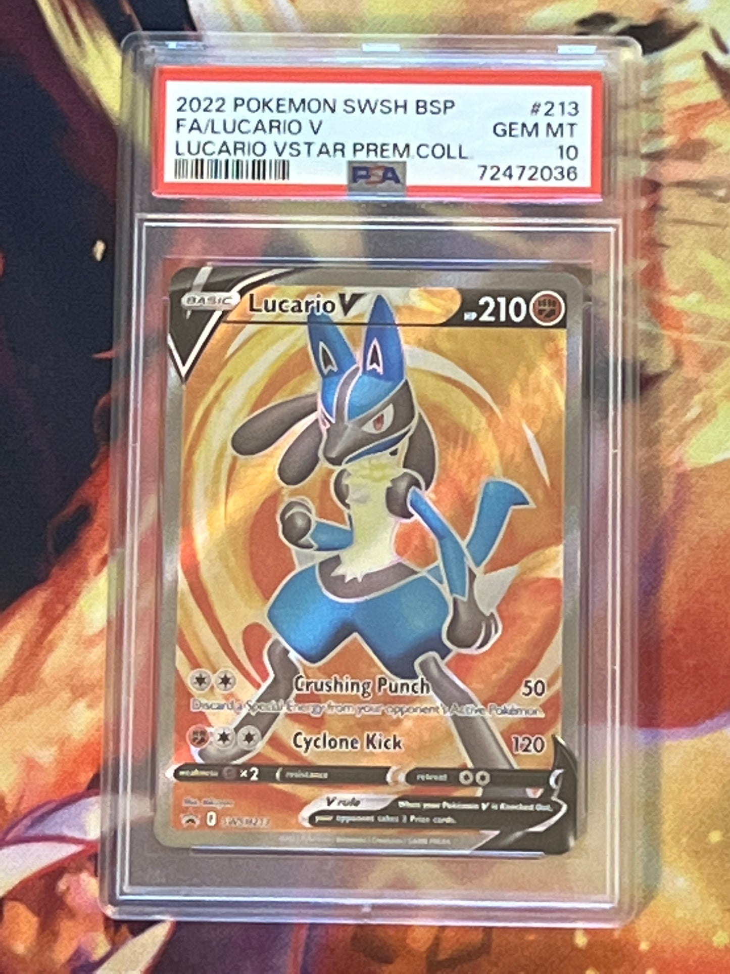 2022 Pokemon Sword & Shield Black Star Promo Lucario V - VStar Premium Collection - PSA Graded 10 - #213