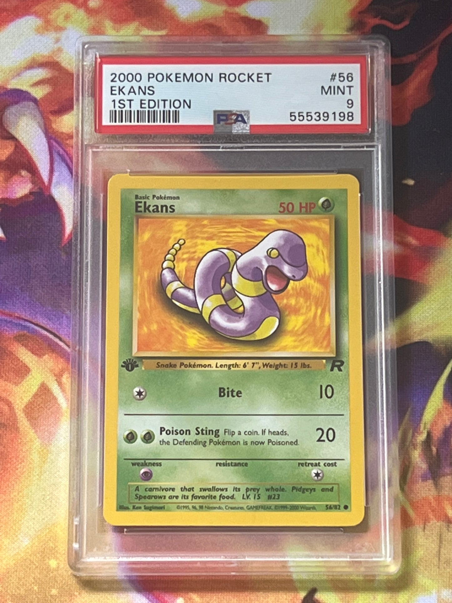 2000 Pokemon Ekans - First Edition - Graded PSA 9 - #56