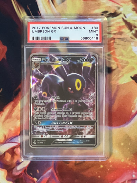 2017 Pokemon Umbreon GX - Ultra Rare Holo - Graded PSA 9 - #80