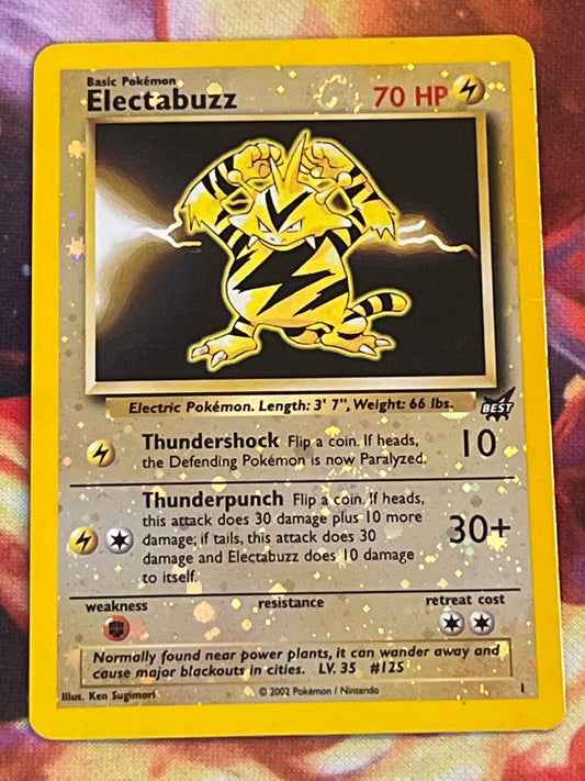 2002 Pokemon Electabuzz - Reverse Holo - Double Holo Swirl - #1