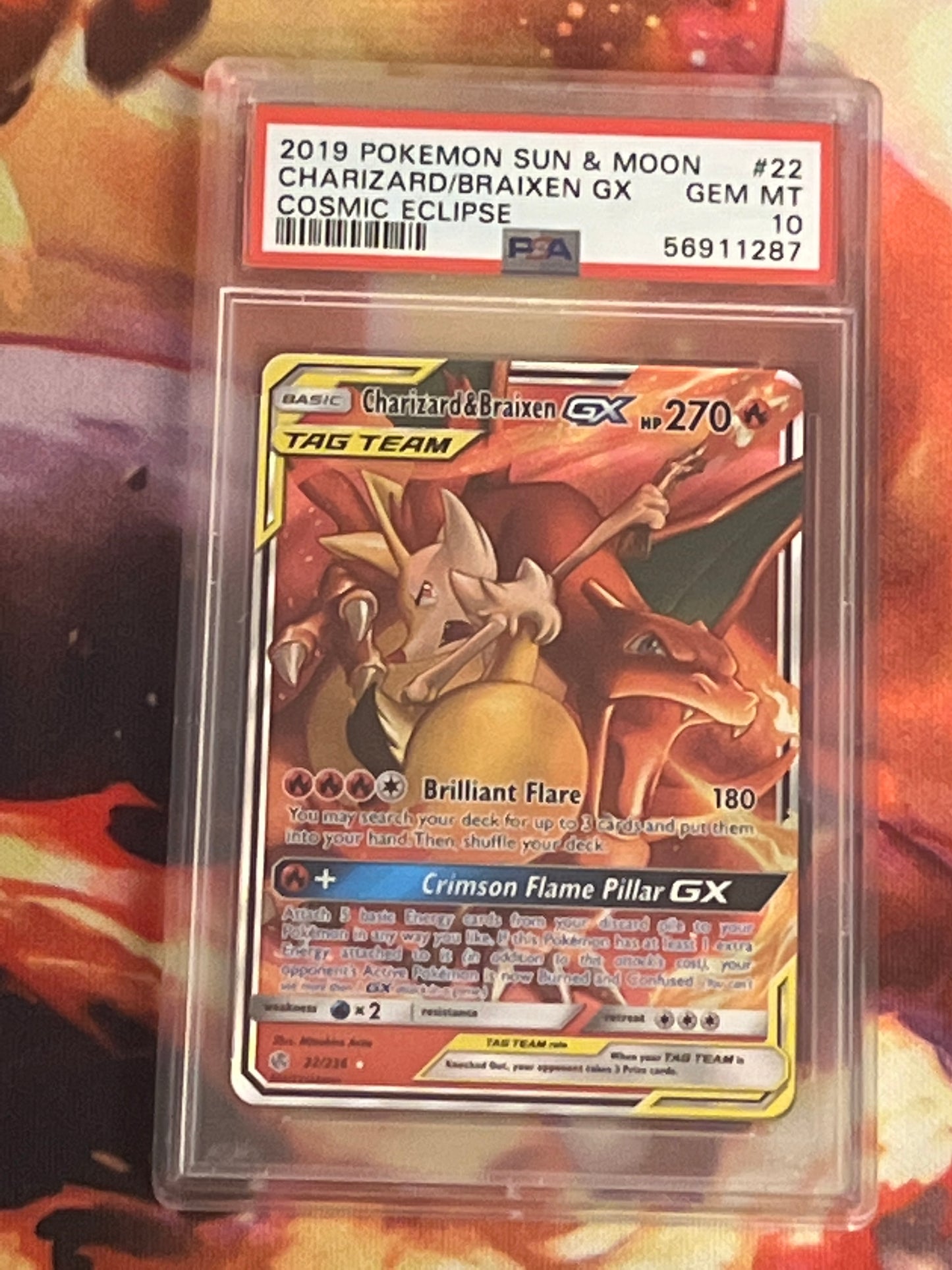 2019 Pokemon Charizard & Braixen GX  - Holo - Graded PSA 10 - #22