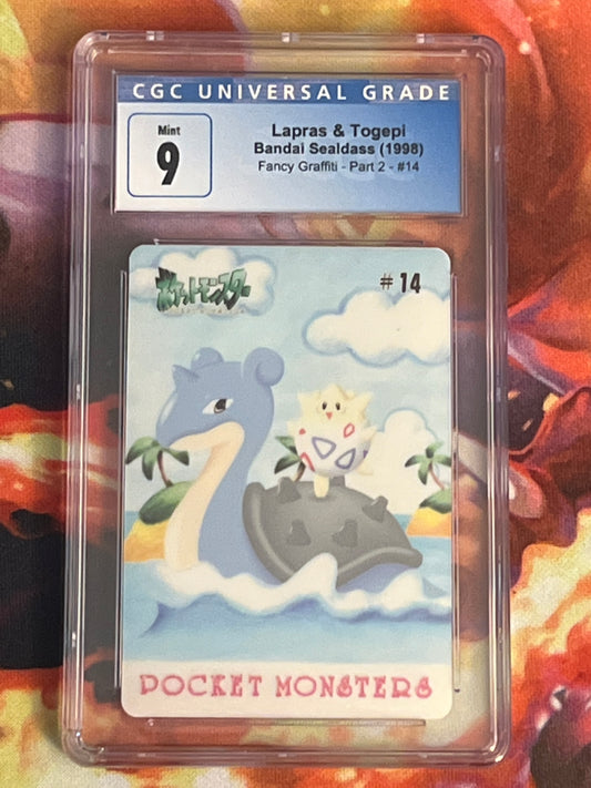 1998 Pokemon Lapras & Togepi - Japanese - Fancy Graffiti - Holo - Graded CGC 9 - #14