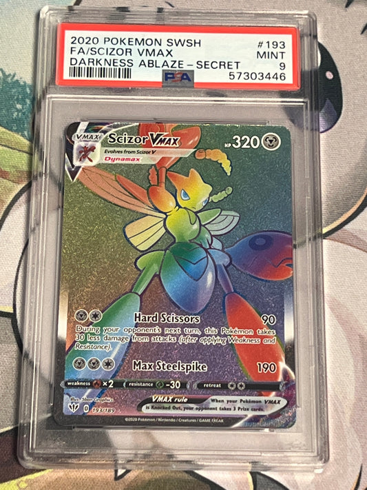 2020 Pokemon Scizor Vmax - Secret Rainbow Rare - Graded PSA 9 - #193