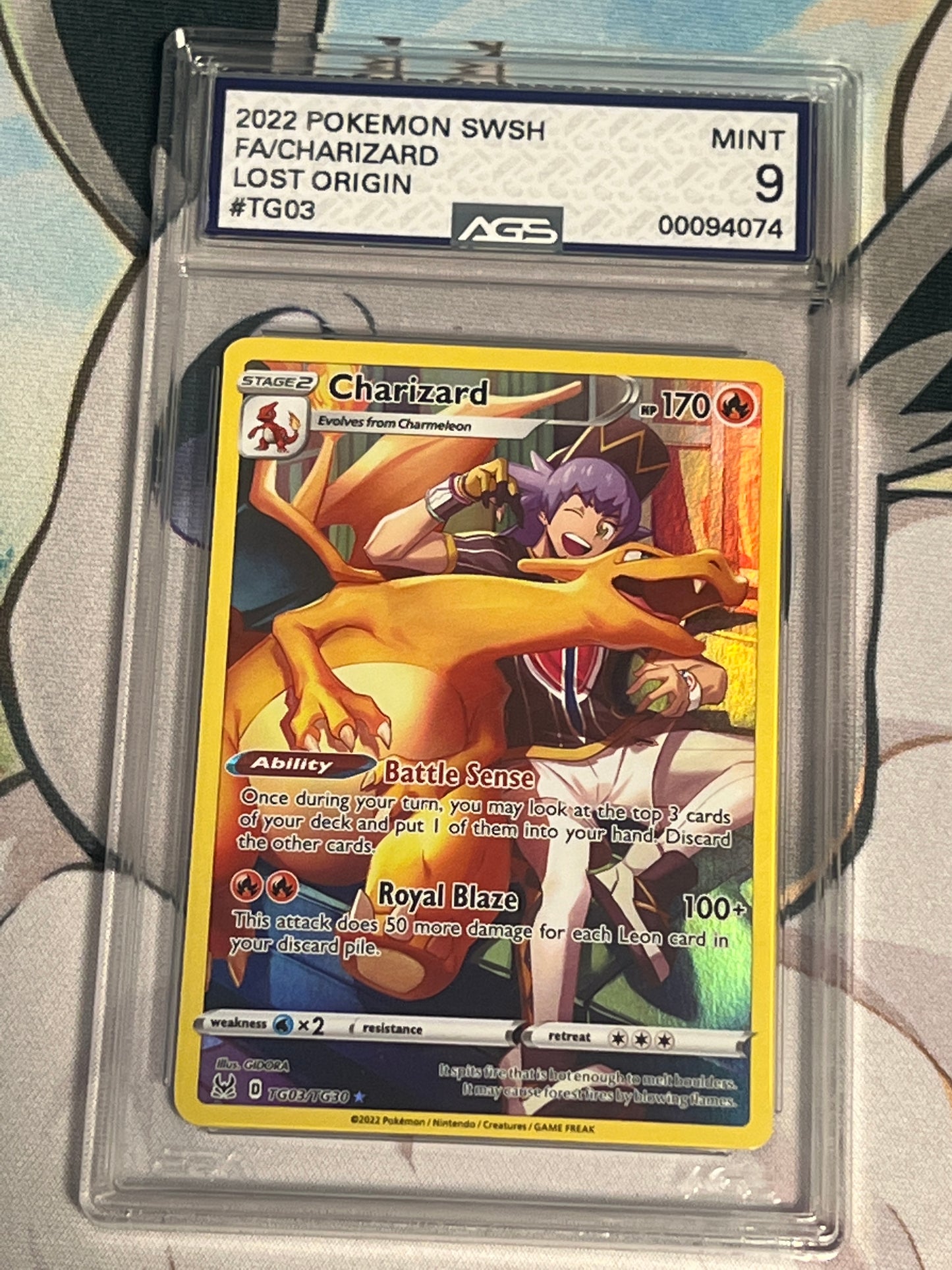 2022 Pokemon Charizard - Trainer Gallery - Holo - Graded AGS 9 - #TG03