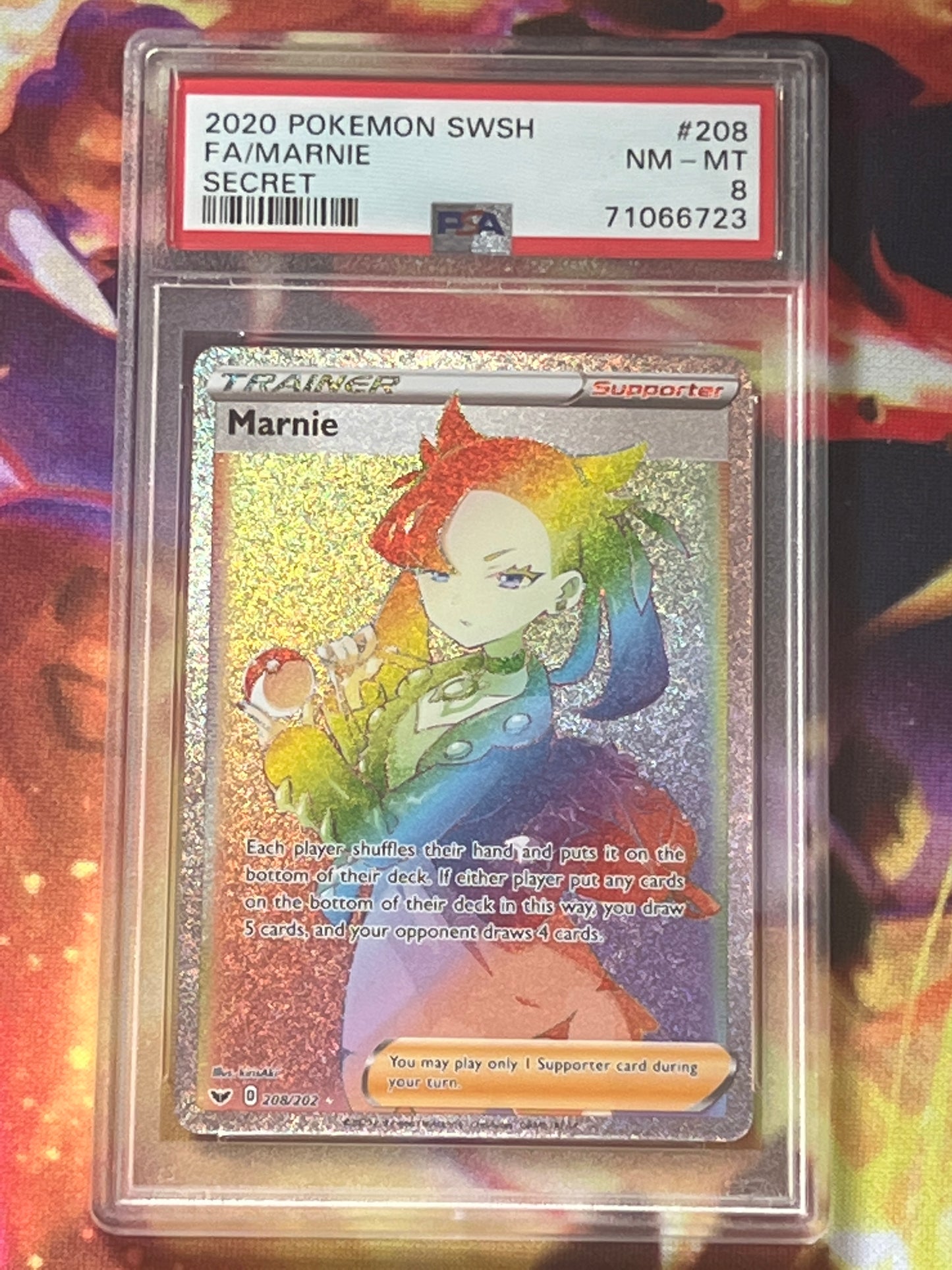 2020 Pokemon Marnie - Secret Rainbow Rare - Graded PSA 8 #208