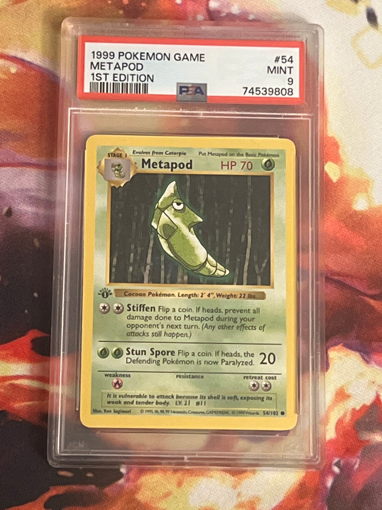 1999 Pokemon - Metapod - First Edition - Graded PSA 9 - #54