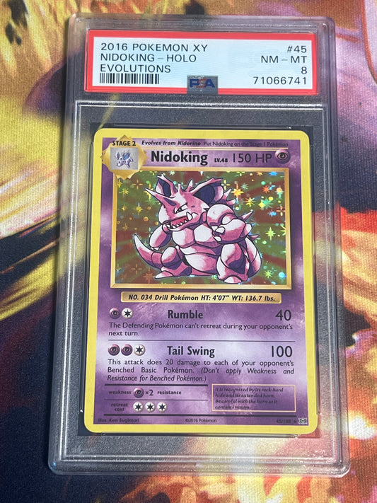 2016 Pokemon Nidoking  - Holo Rare - Graded PSA 8  - #45