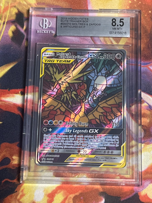 2019 Pokemon Moltres & Zapdos & Articuno - Ultra Rare - Graded BGS 8.5 - #SM210