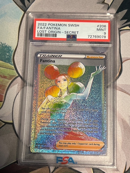 2022 Pokemon Sword & Shield Full Art Fantina - Lost Origin Secret - PSA Graded 9 - #206