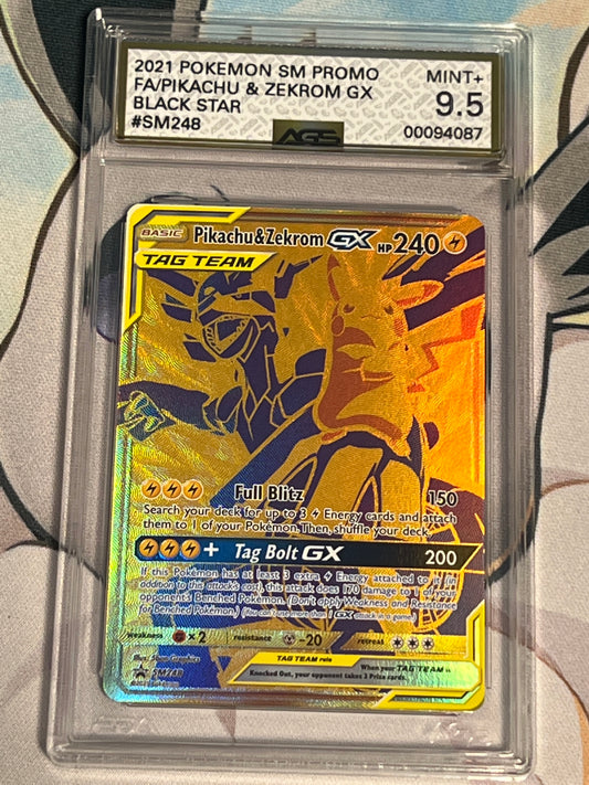 2021 Pokemon Pikachu & Zekrom GX - Tag Team Promo - Holo - Graded AGS 9.5 - #SM248