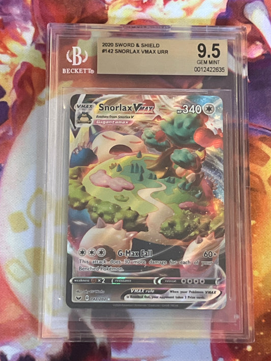 2020 Pokemon Snorlax Vmax - Ulta Rare - Holo - Graded BGS 9.5 - #142