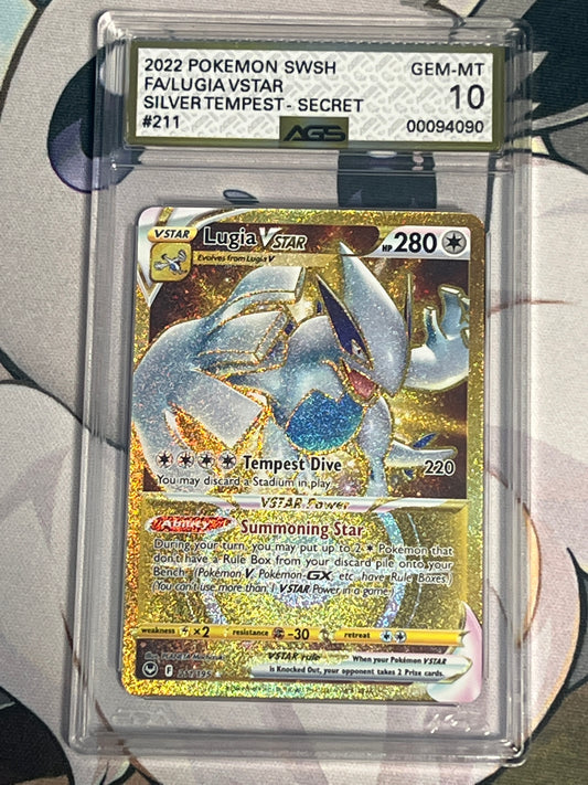 2022 Pokemon Lugia Vstar - Secret Rare - Holo - Graded AGS 10 - #211