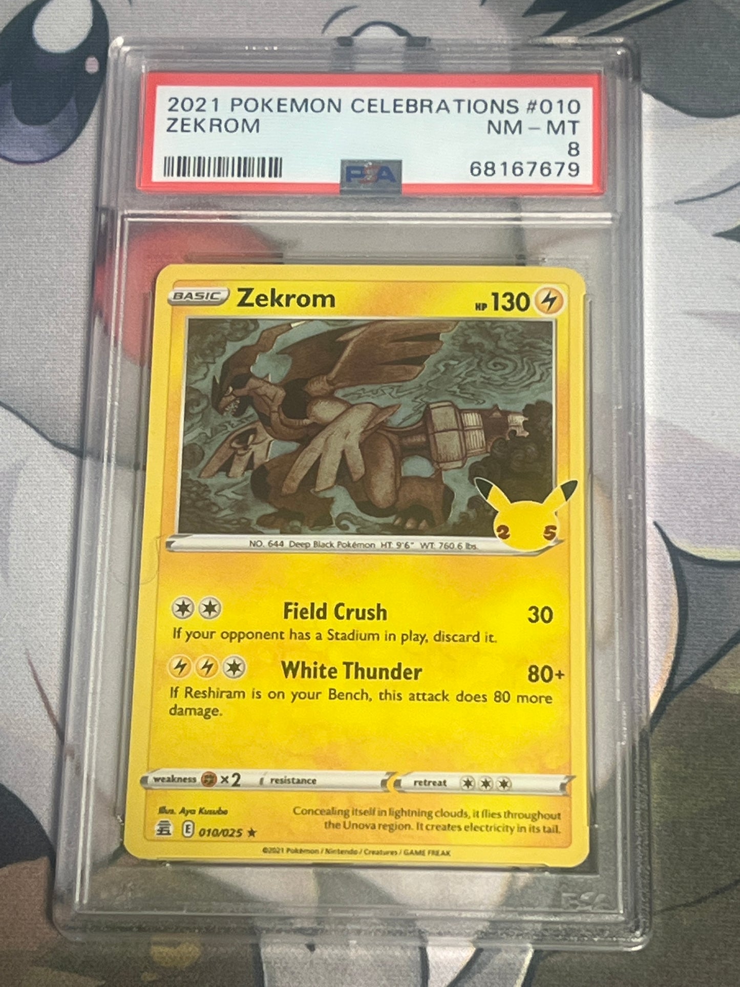 2021 Pokemon Zekrom - Rare Holo - Graded PSA 8 - #010