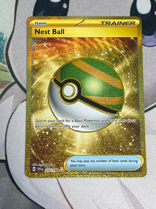 Pokemon Nest Ball - Trainer - Gold Secret Rare - #255