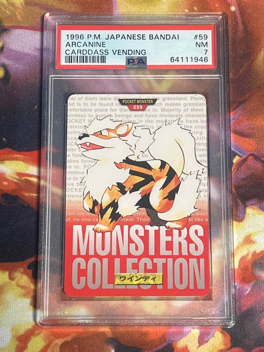 1996 Pokemon Japanese - Arcanine - Bandai - Carddass Vending - Graded PSA 7 - #59