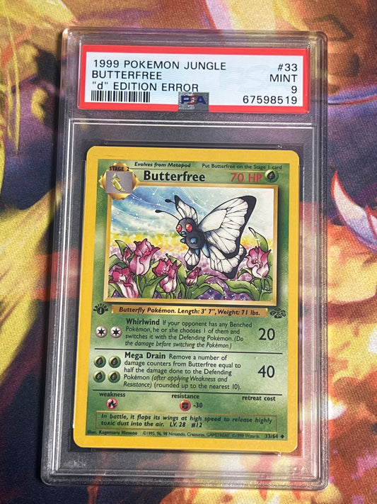 1999 Pokemon Jungle - "d" Edition Error - Butterfree - Graded PSA 9 - #33