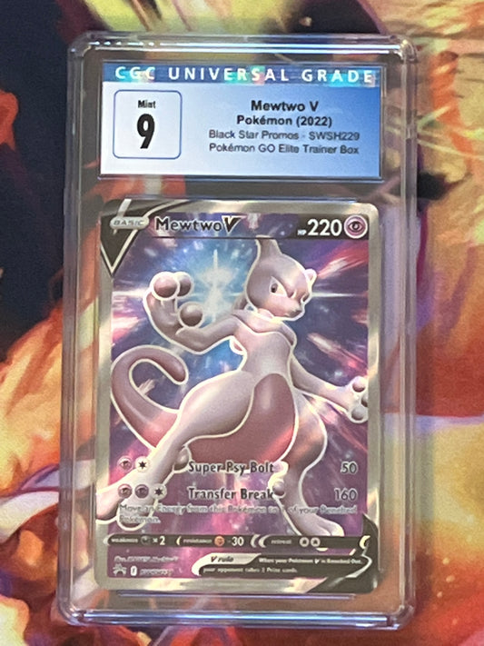 2022 Pokemon Black Star Promos Pokemon Go Mewtwo V - Holo - ETB - CGC Graded 9 - #SWSH229