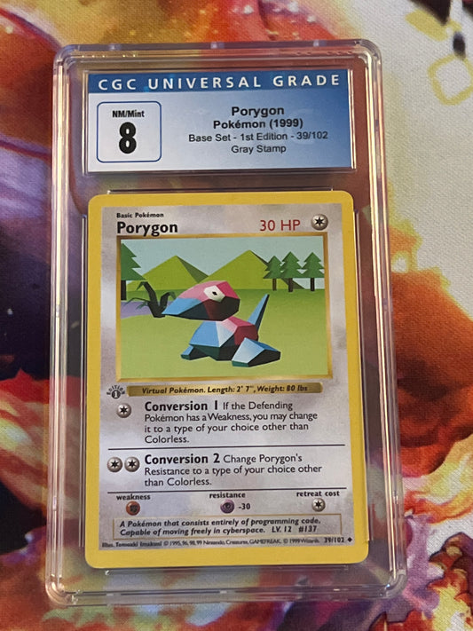 1999 Pokemon Porygon - First Edition - Gray Stamp - Graded CGC 8 - #39