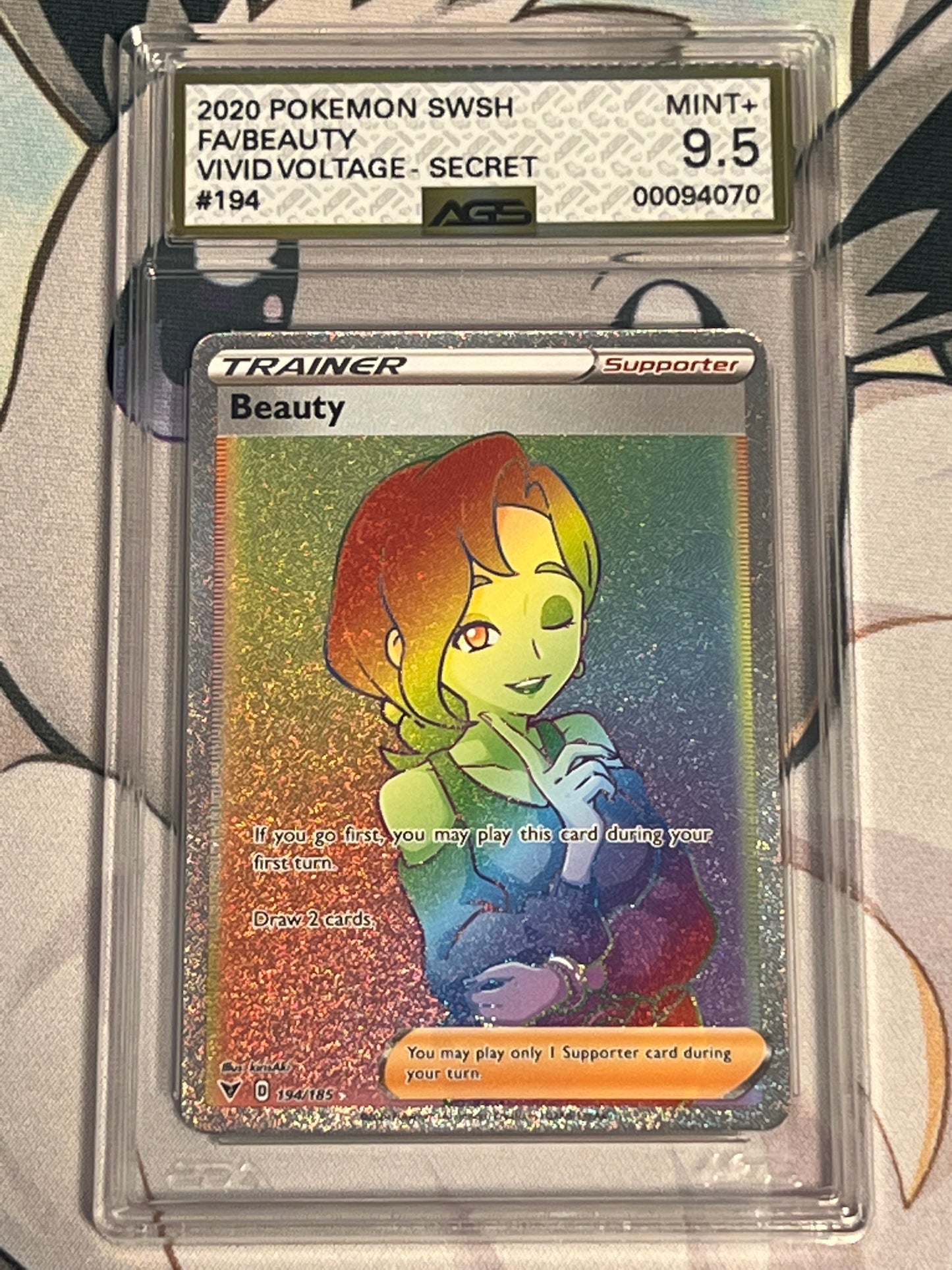 2020 Pokemon Beauty  - Secret Rainbow Rare -  Holo - Graded AGS 9.5 - #194