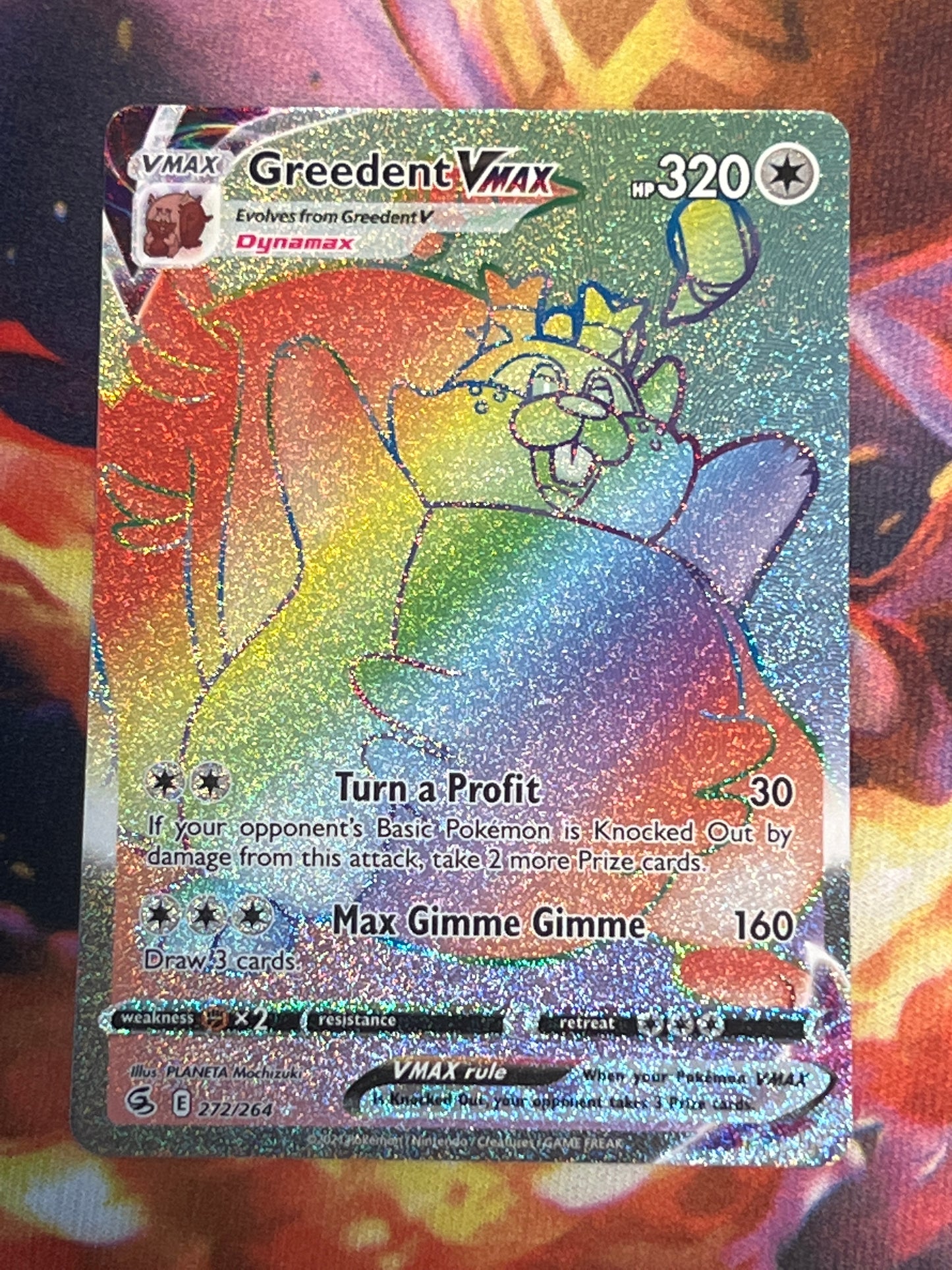 2021 Pokemon Greedent Vmax - Rainbow Secret Rare - Holo - #272