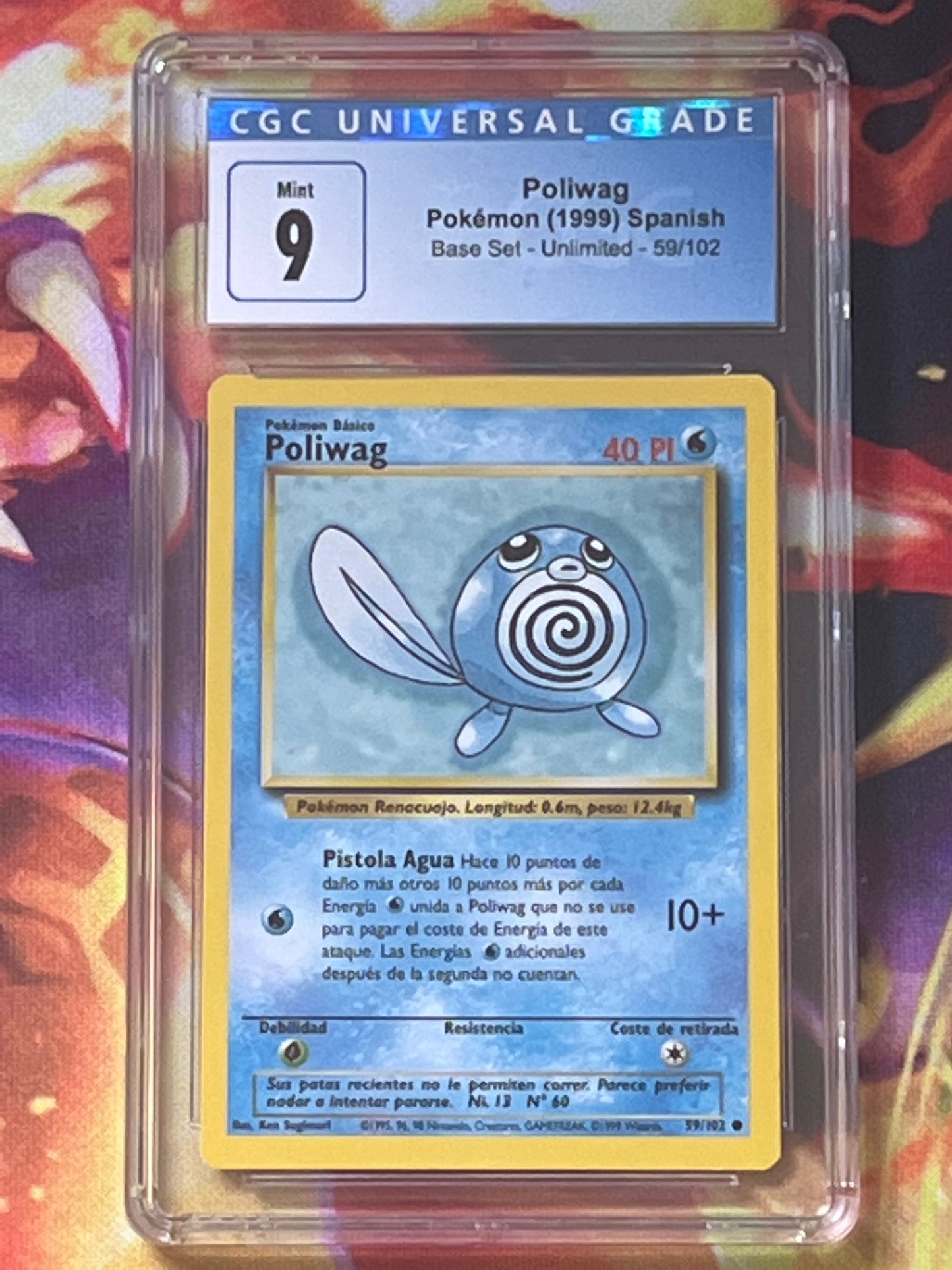 1999 Pokemon Spanish - Poliwag - Non-Holo - Graded CGC 9 - #59