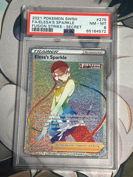 2021 Pokemon Elesa's Sparkle - Secret Rainbow Rare - Graded PSA 8 - #275