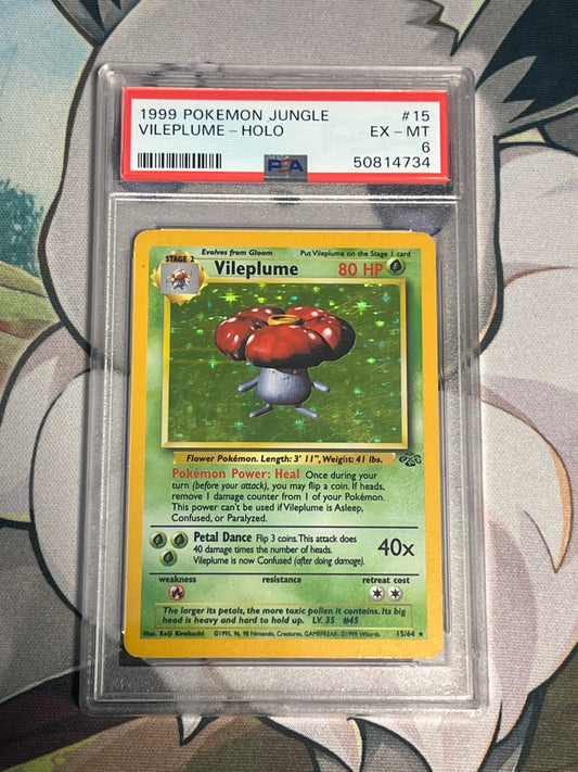 1999 pokemon Vileplume - Holo Rare - Graded PSA 6 - #15