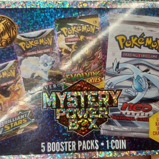 Pokemon - Mystery Power Box - 5 boosters 1 coin