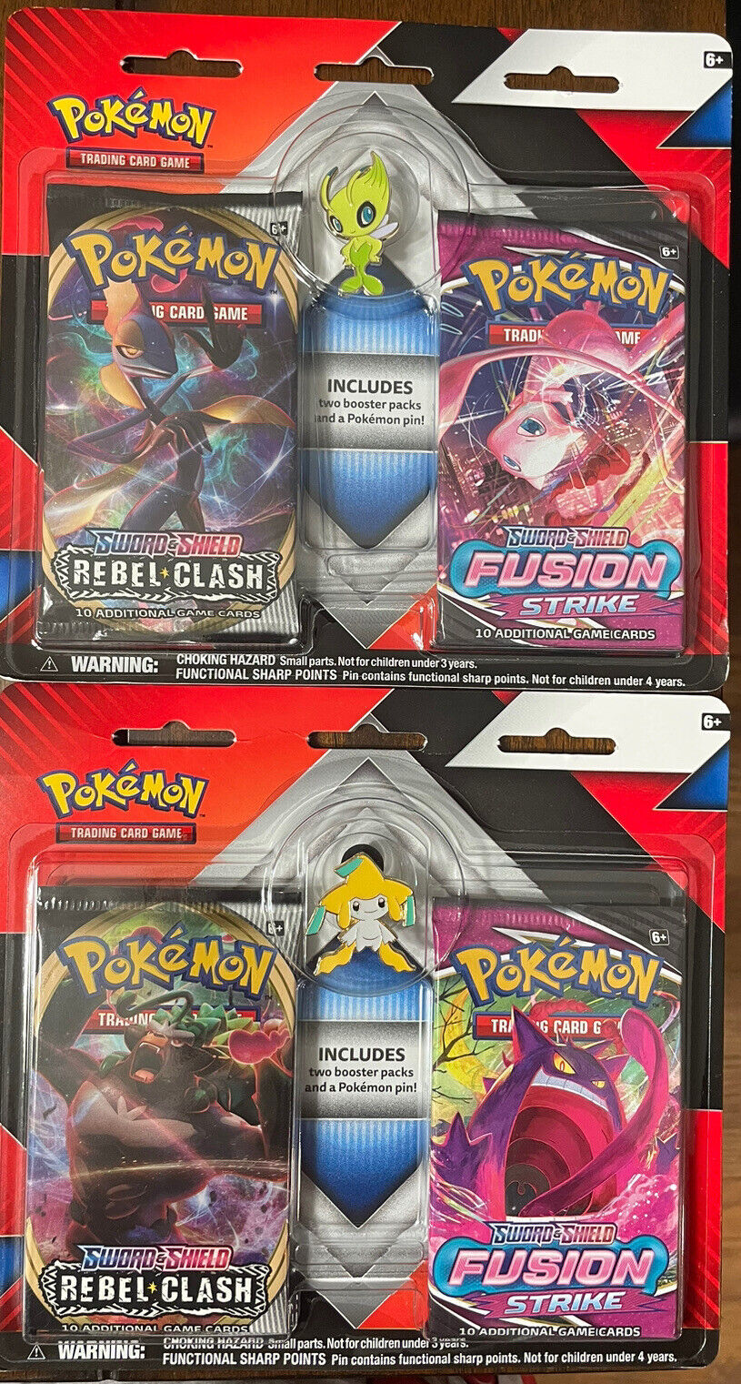 Pokemon Rebel Clash & Fusion Strike Double Blister Pack with Pin - Booster Pack Blister