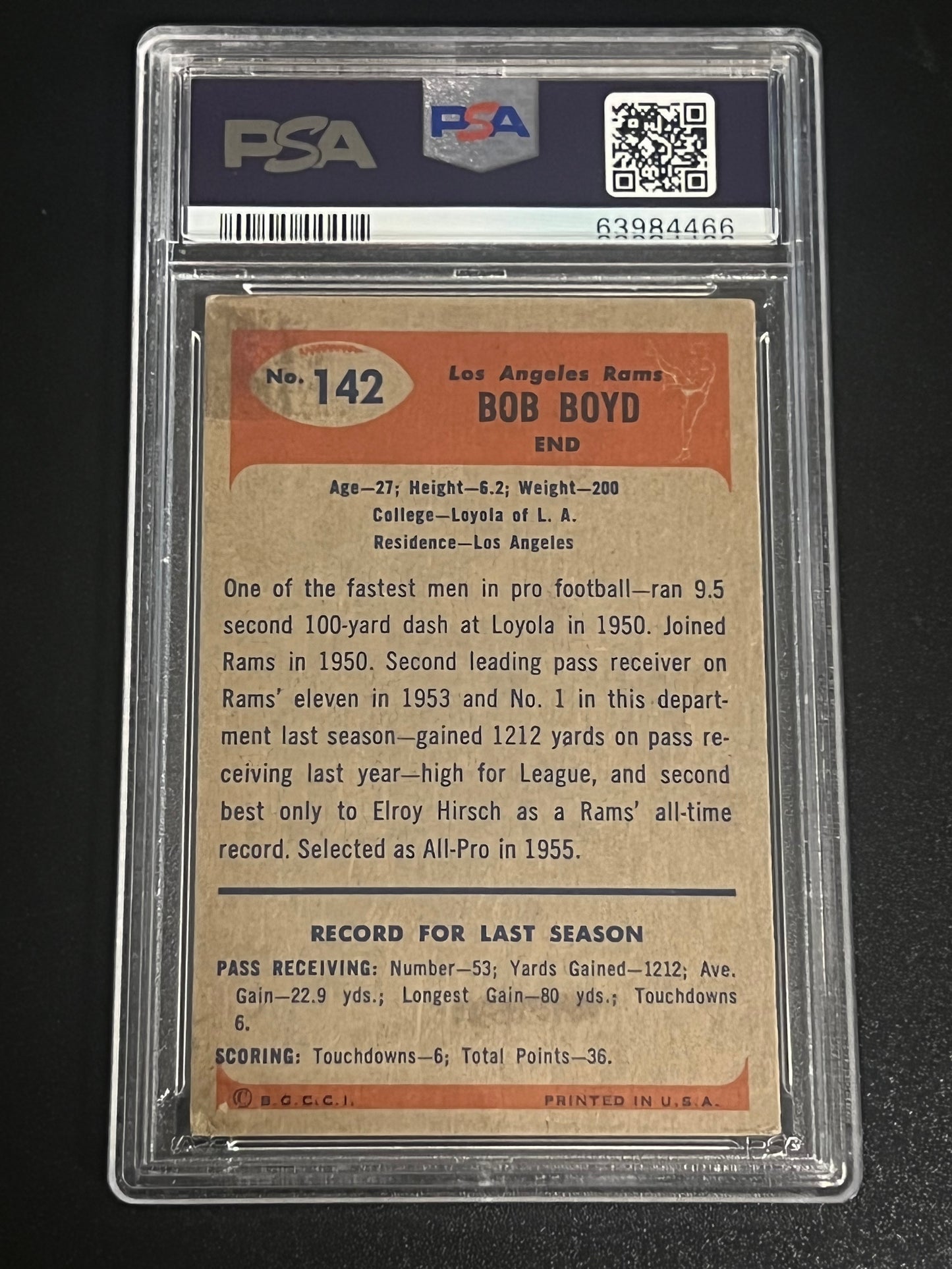 1955 Bowman BOB BOYD - PSA 4