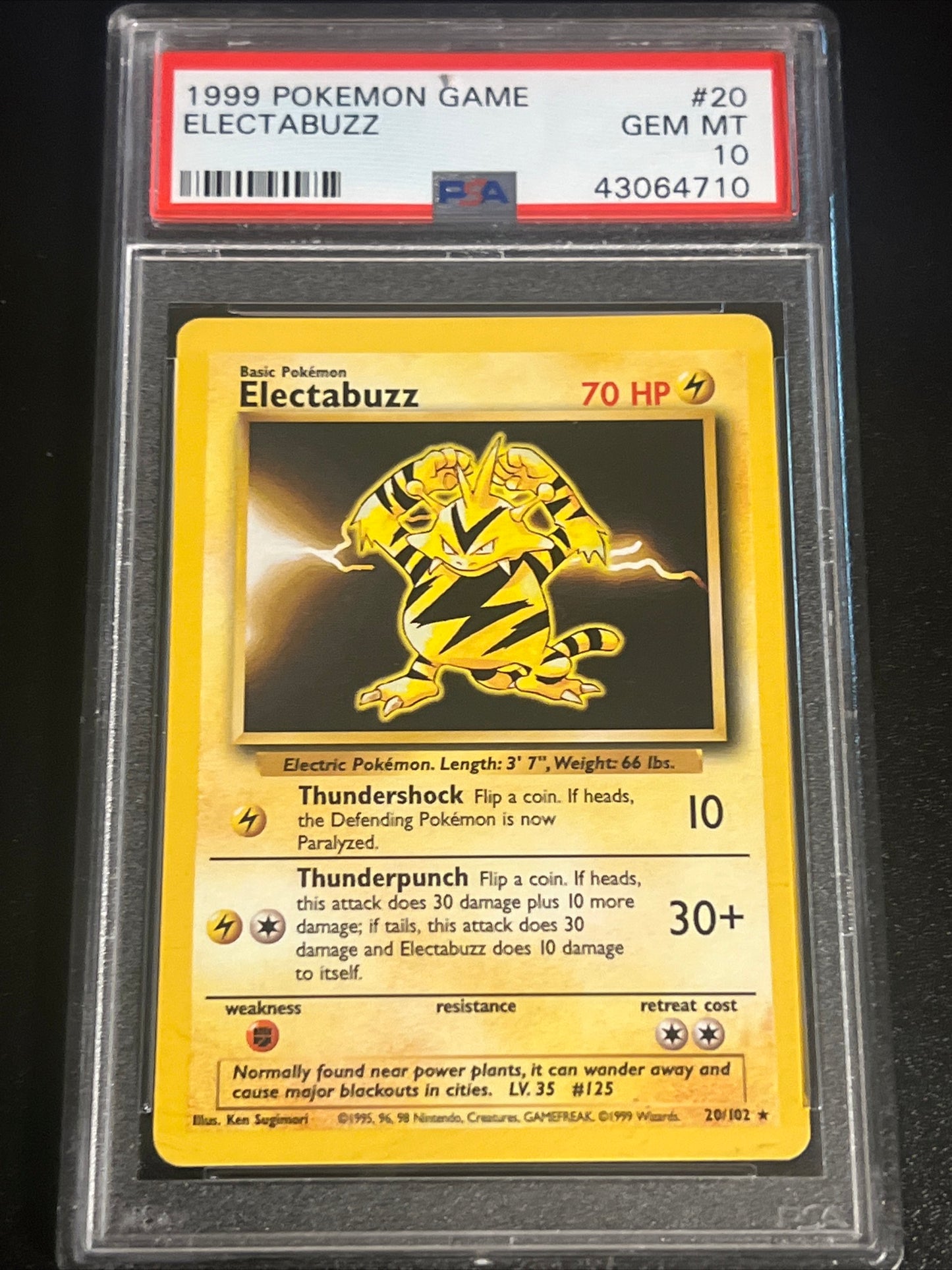 1999 Pokemon Game ELECTABUZZ - PSA 10