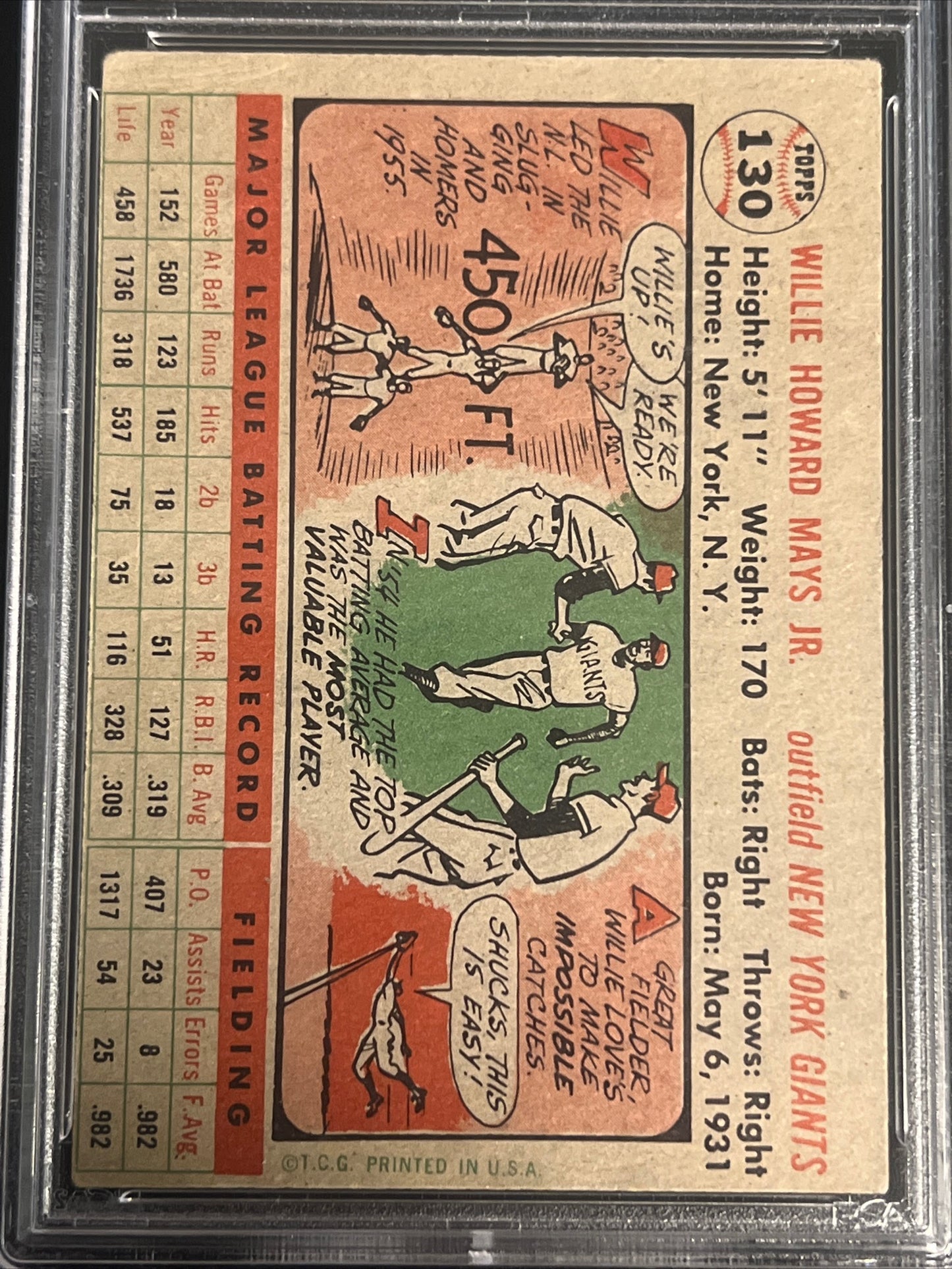 1956 Topps WILLIE MAYS - PSA 2 (MC)