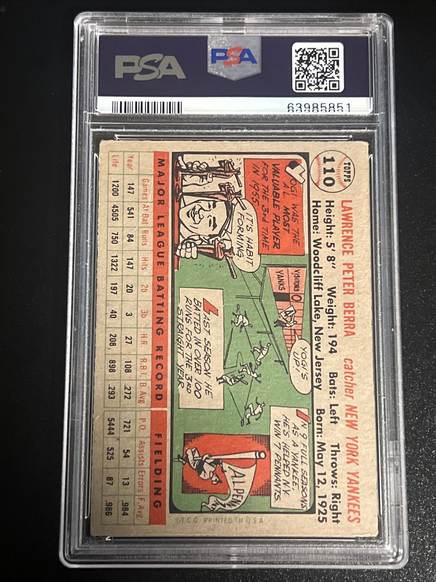 1956 Topps YOGI BERRA - PSA 2.5