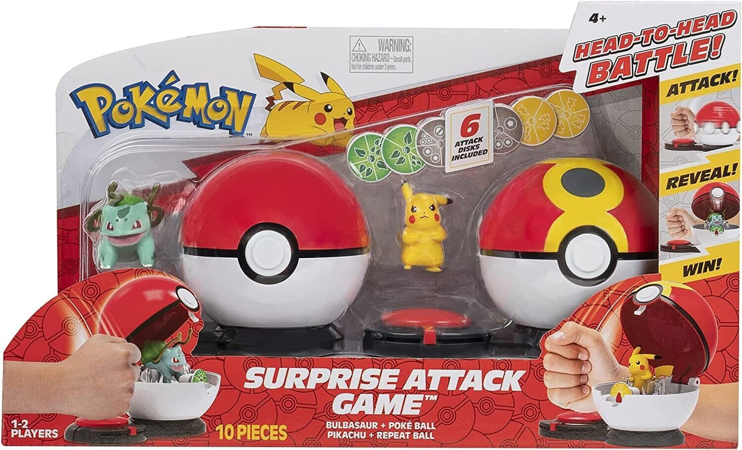 Pokemon Surprise Attack Game:  Bulbasaur & Pikachu (Poke ball & Repeat Ball)