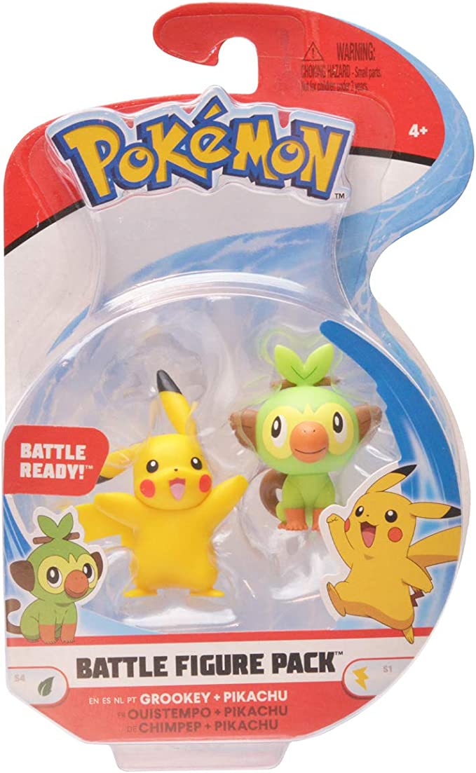 Pokemon Battle Figure Pack - Grookey + Pikachu