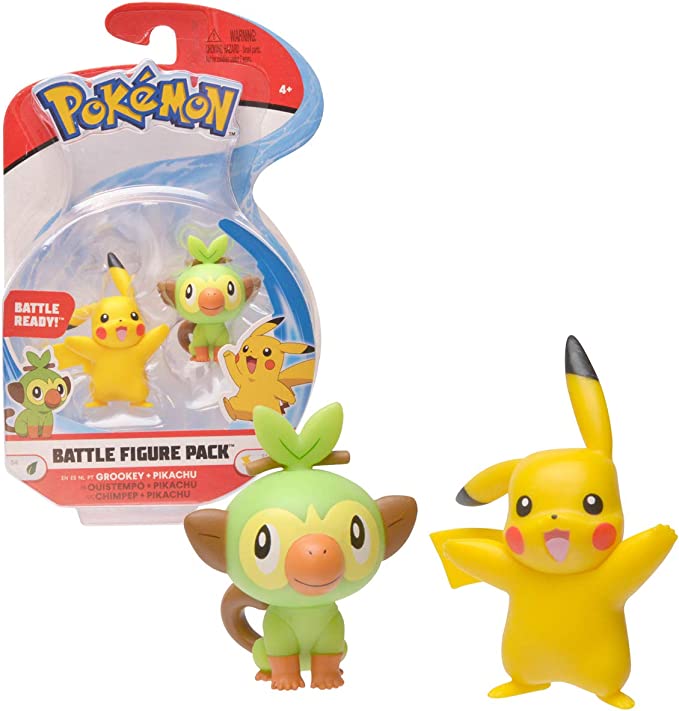 Pokemon Battle Figure Pack - Grookey + Pikachu