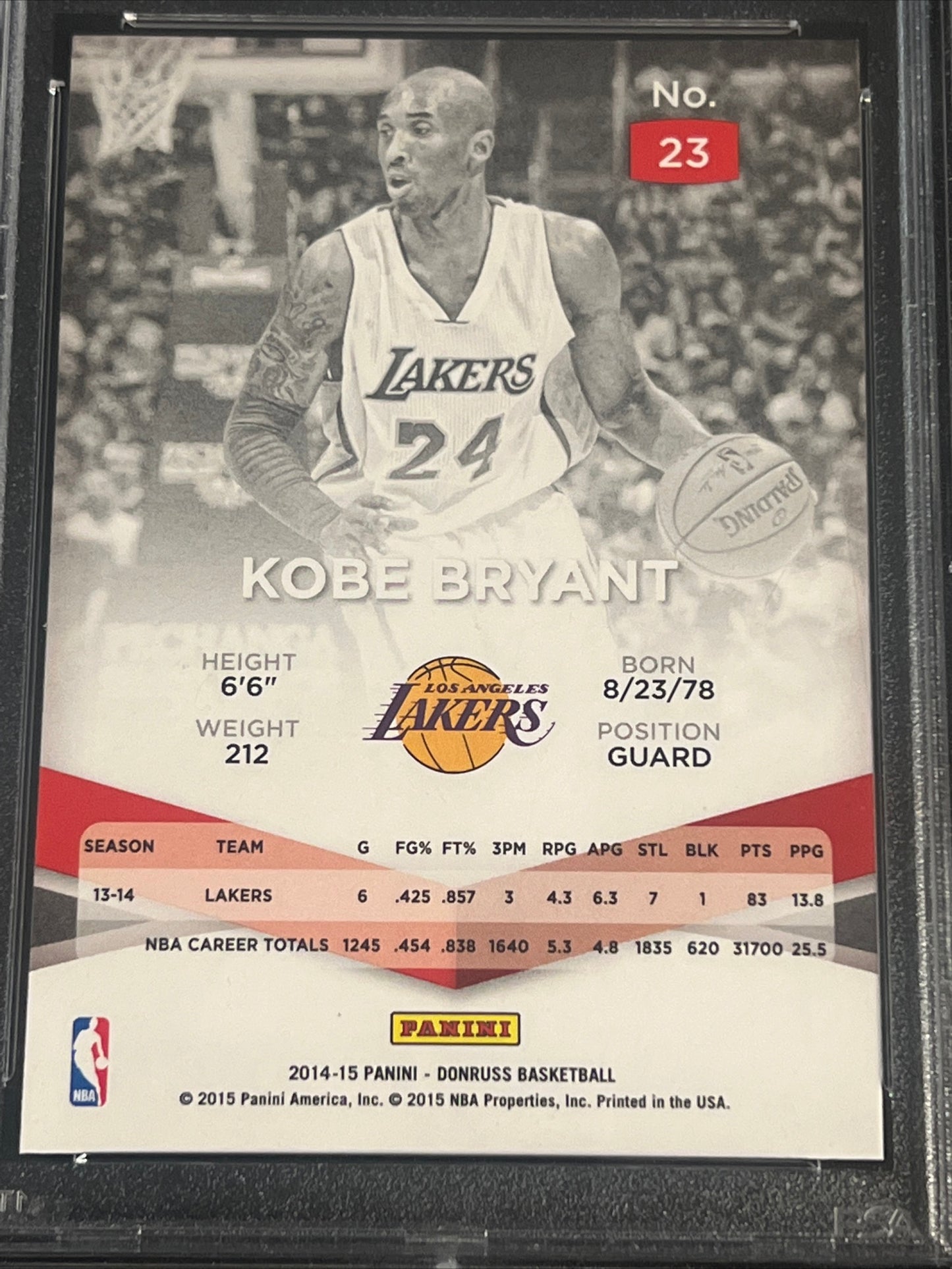 2014 Panini Donruss KOBE BRYANT - PSA 10