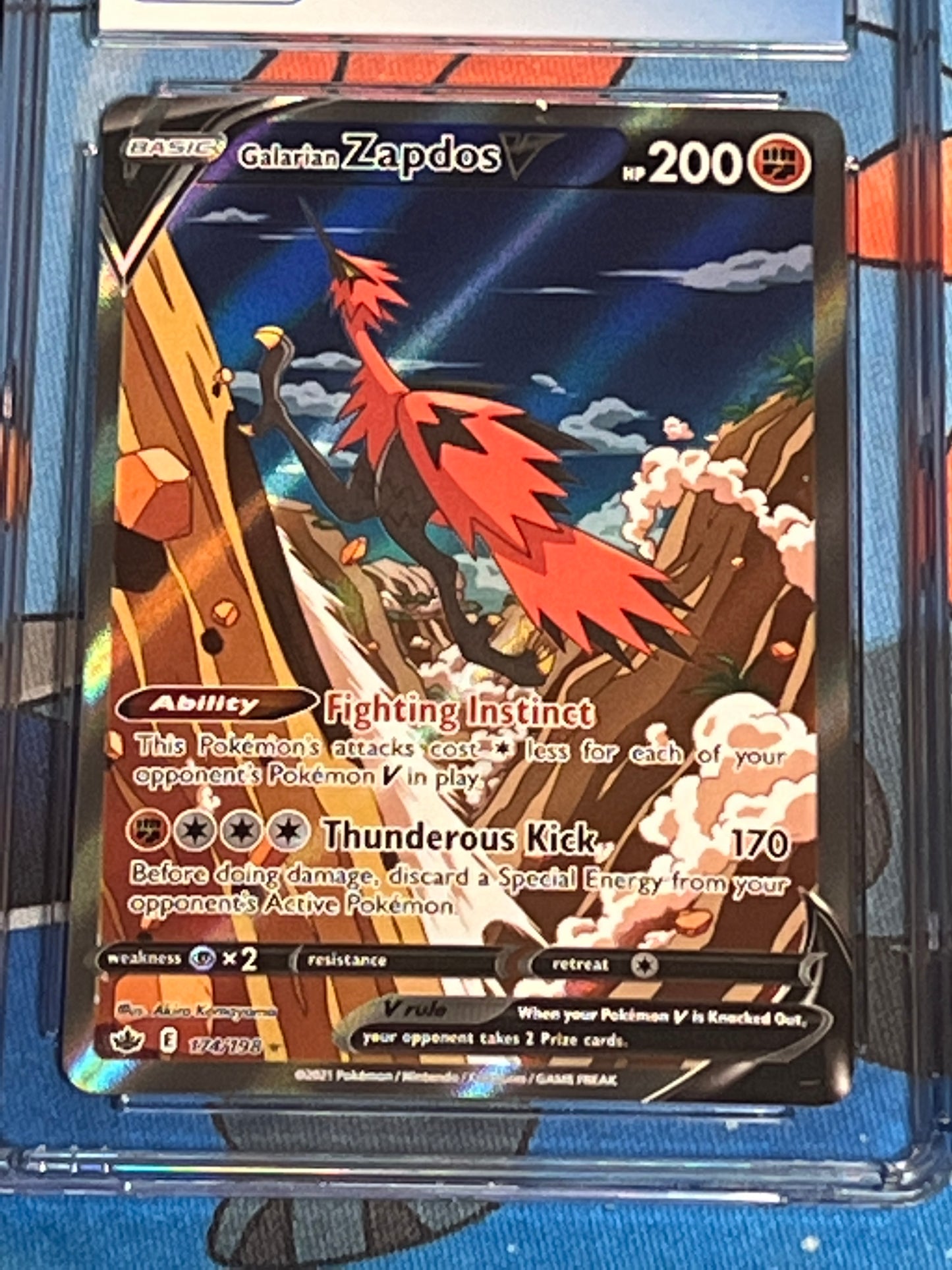 2021 Pokemon Galarian Zapdos V - Alt Art Ultra Rare - Graded CGC 9 - #174